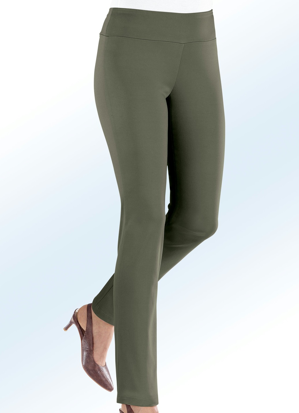 Soft-Stretch-Hose in 12 Farben, Oliv, Größe 18 von KLAUS MODELLE