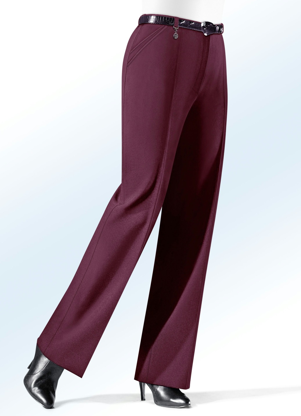 Hose mit Zieranhänger in 6 Farben, Bordeaux, Größe 48 von KLAUS MODELLE