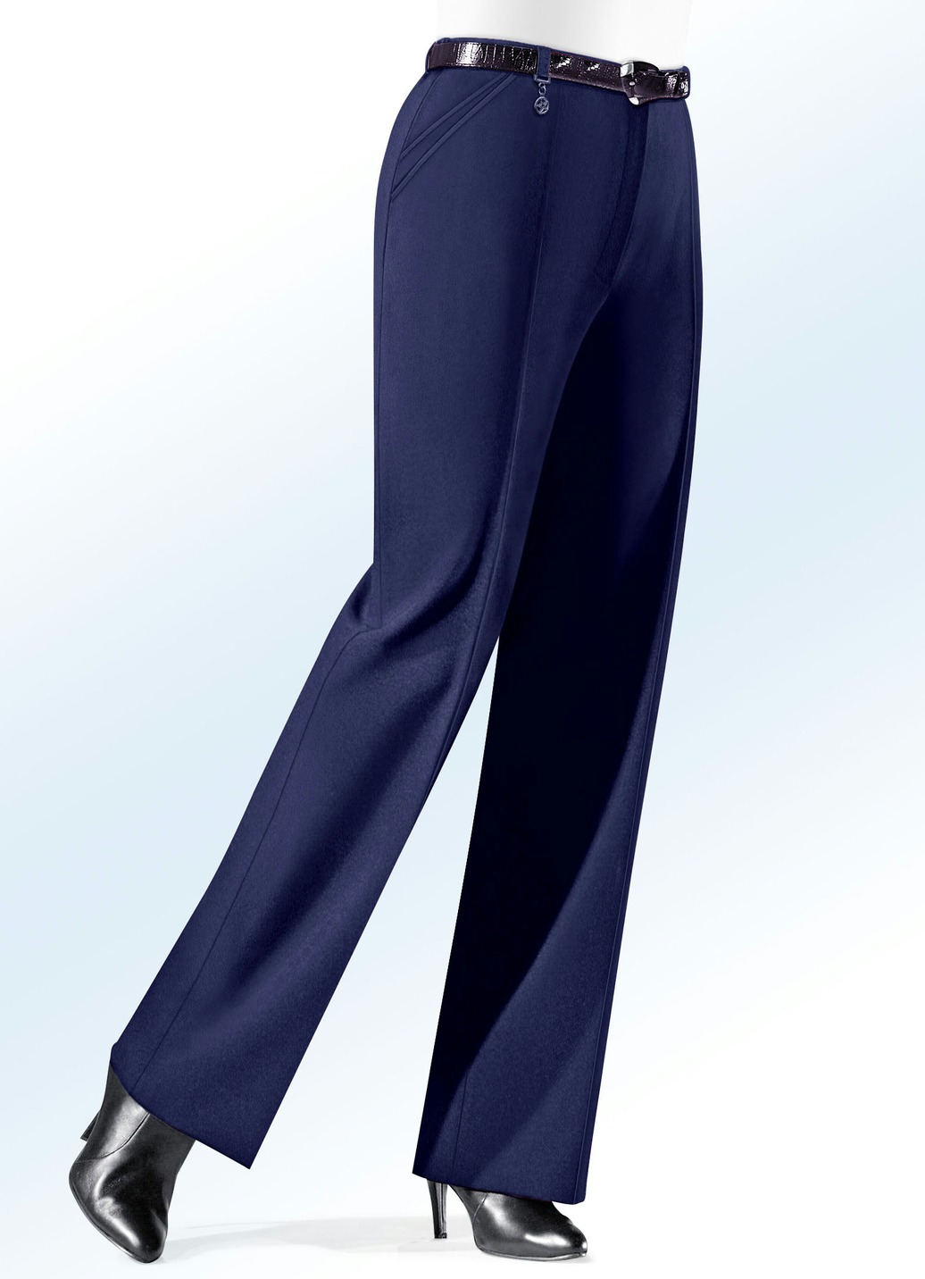 Hose mit Zieranhänger in 6 Farben, Marine, Größe 54 von KLAUS MODELLE