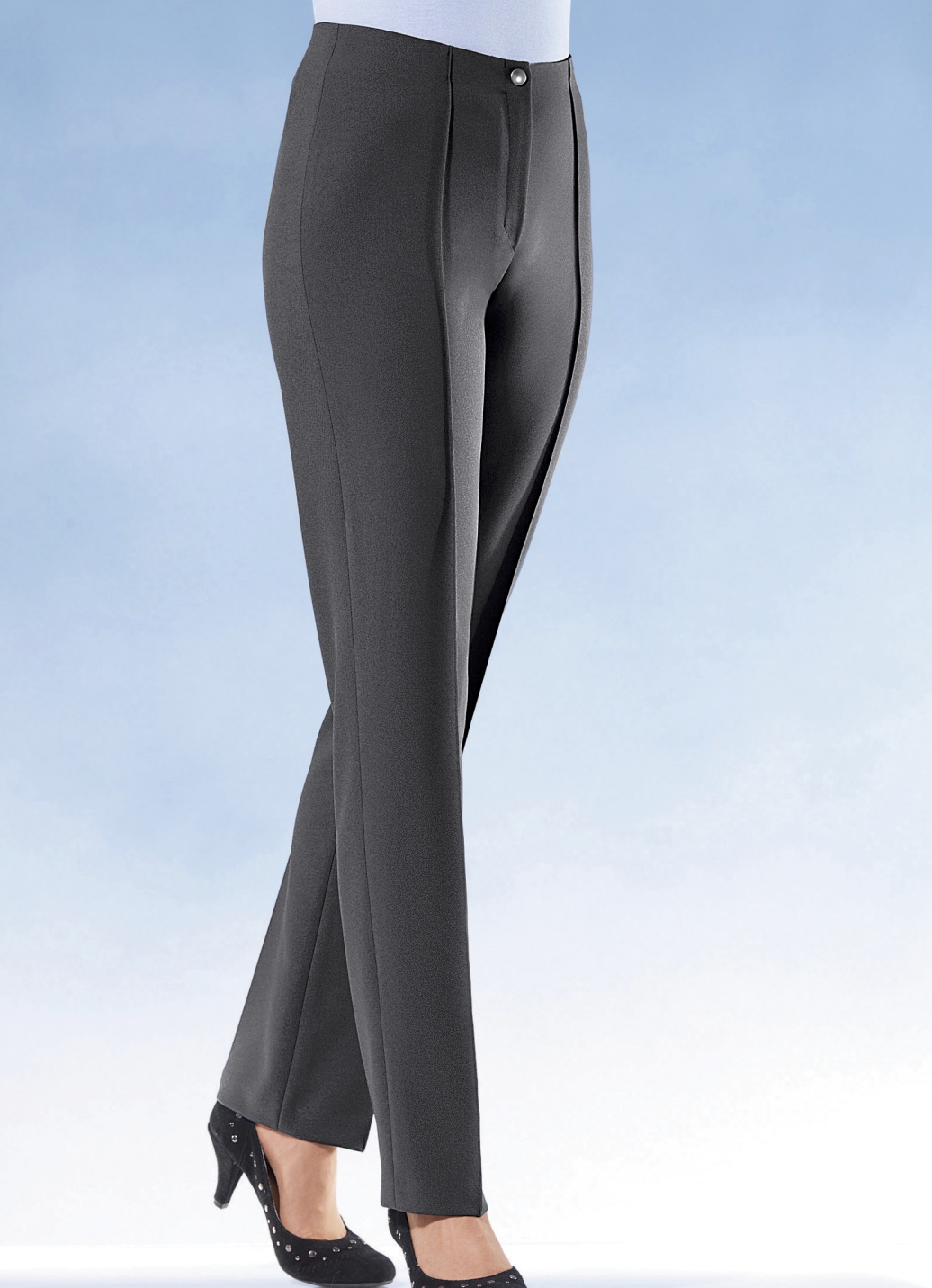 Hose mit angeschnittenem Bund, Dunkelgrau, Größe 25 von KLAUS MODELLE