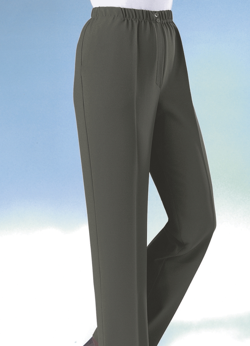 Hose mit eingearbeiteter Tresortasche in 9 Farben, Oliv, Größe 26 von KLAUS MODELLE
