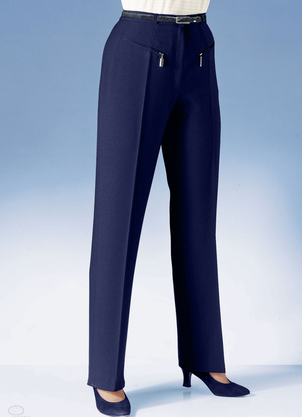 Hose mit paspelierten Reißverschluss-Taschen, Marine, Größe 18 von KLAUS MODELLE