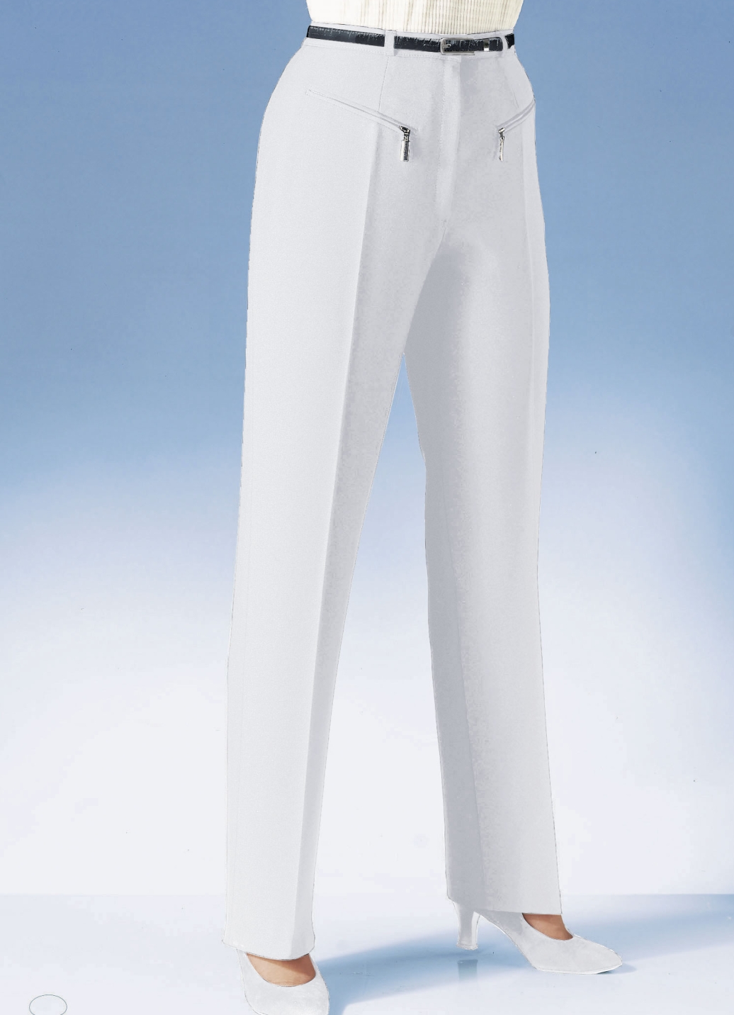 Hose mit paspelierten Reißverschluss-Taschen, Weiss, Größe 18 von KLAUS MODELLE