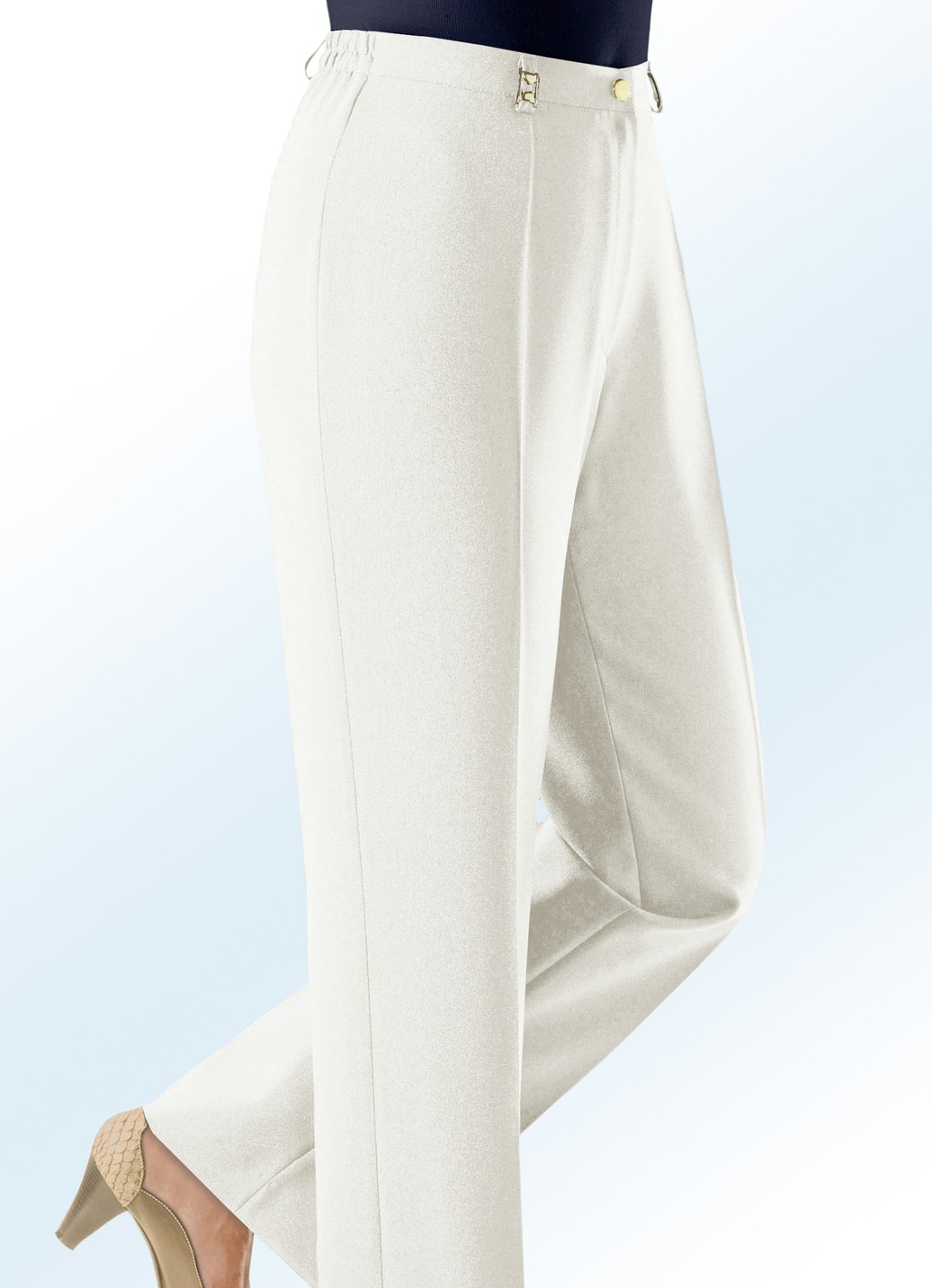 Hose mit weiterem Bundumfang in 9 Farben, Ecru, Größe 23 Hose mit weiterem Bundumfang in 9 Farben, Ecru, Größe 23 von KLAUS MODELLE