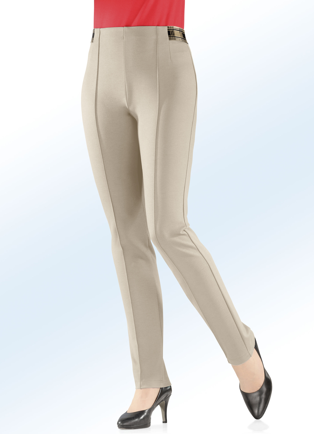 Jersey-Hose mit spezieller Bundverarbeitung, Beige, Größe 24 von KLAUS MODELLE