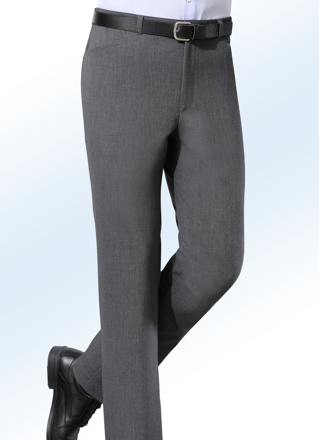 "Klaus-Modelle"-Hose mit Gürtel in 5 Farben, Dunkelgrau Meliert, Größe 60 "Klaus-Modelle"-Hose mit Gürtel in 5 Farben, Dunkelgrau Meliert, Größe 60 von KLAUS MODELLE