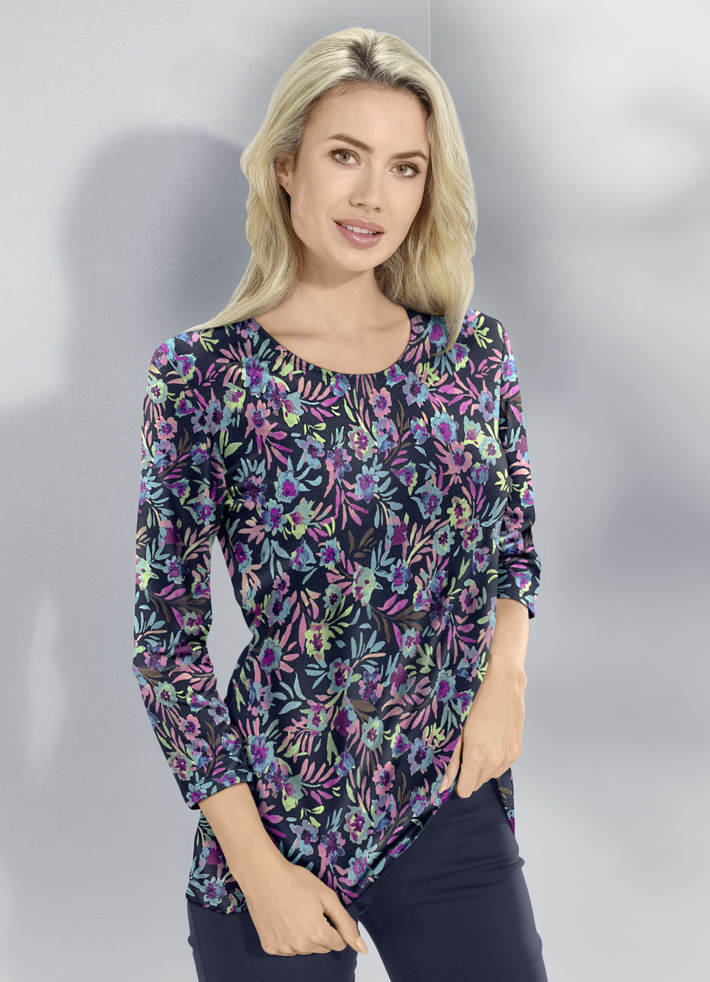Pullover in Feinstrick, Multicolor, Größe 40 von KLAUS MODELLE