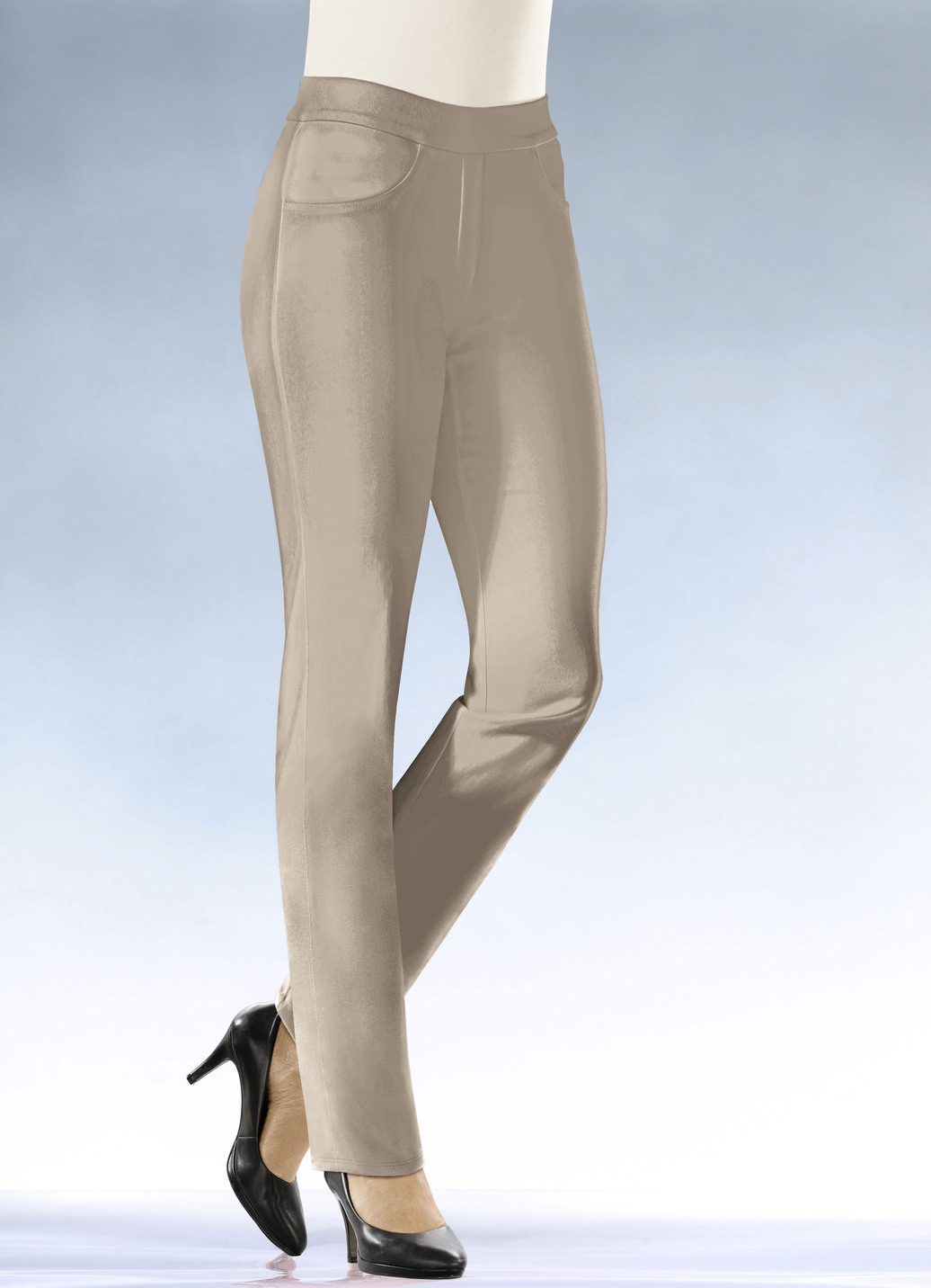 Soft-Stretch-Hose in komfortabler Schlupfform, Taupe, Größe 48 von KLAUS MODELLE