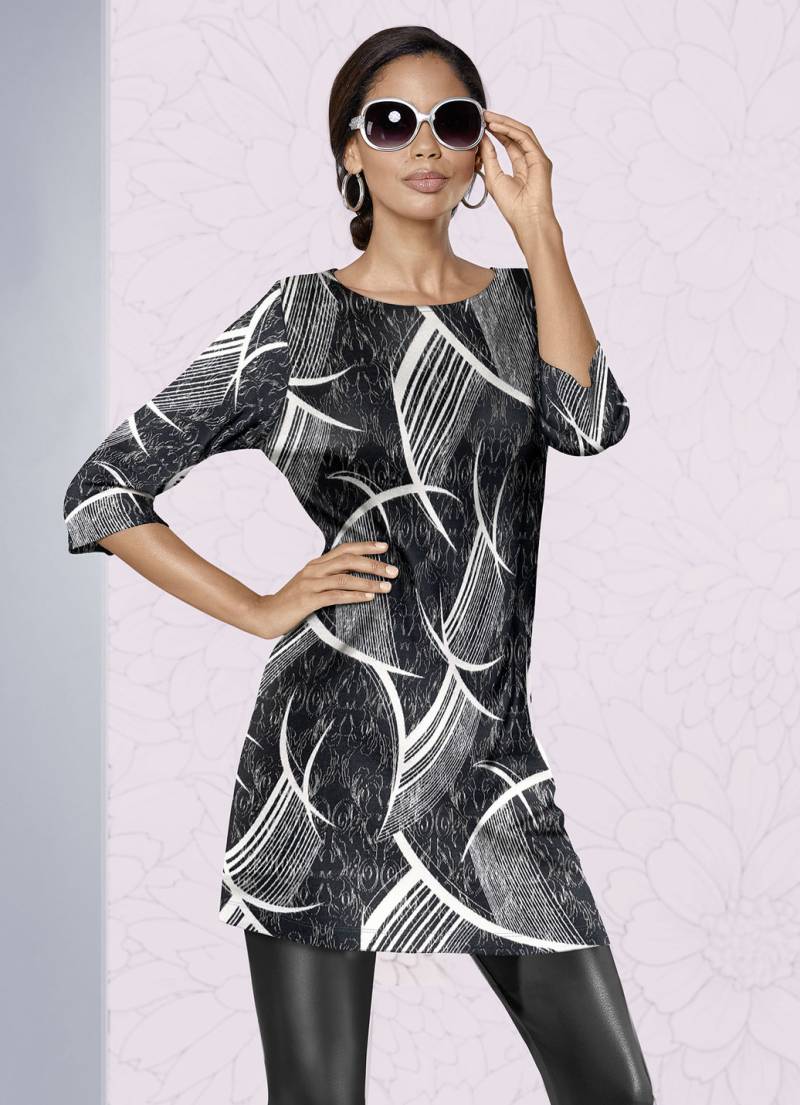 Strick-Tunika in Jacquard-Dessin, Schwarz-Weiss, Größe 42 Strick-Tunika in Jacquard-Dessin, Schwarz-Weiss, Größe 42 von KLAUS MODELLE