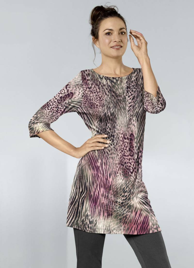 Strick-Tunika mit Tierfelldessin, Rosé-Multicolor, Größe 44 von KLAUS MODELLE