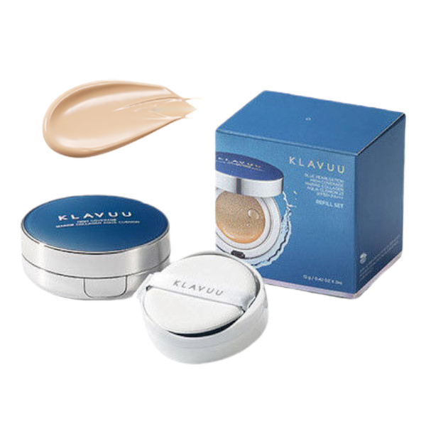 KLAVUU - Blue Pearlsation High Coverage Marine Collagen Aqua Cushion SPF50+ PA+++ - 12g - No. 21 with Refill von KLAVUU