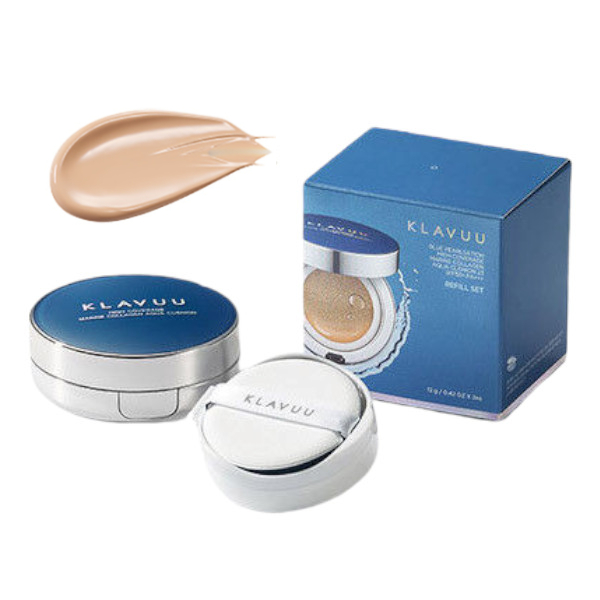 KLAVUU - Blue Pearlsation High Coverage Marine Collagen Aqua Cushion SPF50+ PA+++ - 12g - No. 23 with Refill von KLAVUU