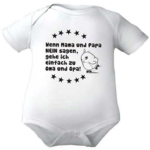 Kleiner Fratz Body Baby 1/4-Arm mit Druck WENN Mama UND Papa Nein Sagen, GEH ICH ZU OMA + Opa (Gr. 62/68) / 150030 von Kleiner Fratz