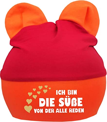 Kleiner Fratz Baby Ohren Mütze Multicolor (Farbe rot-orange) (Gr. 2 (74-98) Ich Bin die Süße von der alle reden von Kleiner Fratz