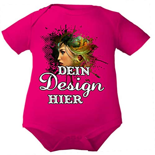 Kleiner Fratz Body Baby mit eigenem Wunsch Motiv, Foto, Text/Kurzarmbody/Mädchen Motiv Jungen (Größe: 86, Pink) von Kleiner Fratz