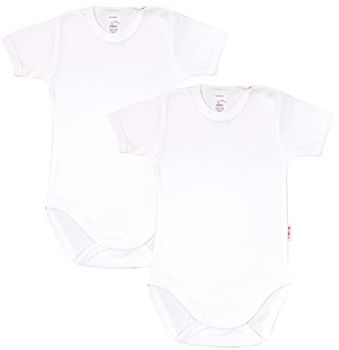 KLEKLE Baby Body - Body Kurzarm Unisex - 2er-Pack - mit Druckknöpfen - 100% Baumwolle - Babykleidung - 12m-18m - Weiß von KLEKLE