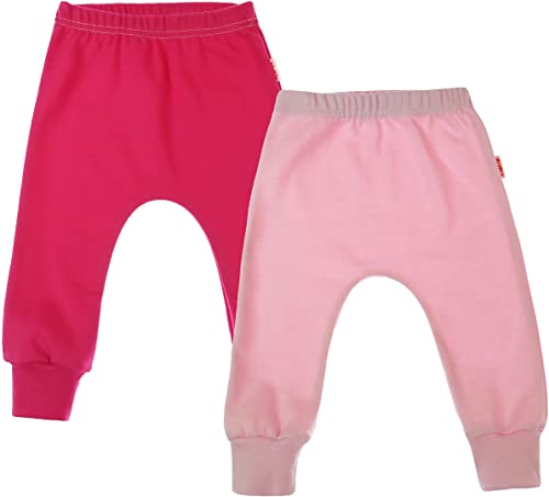 KLEKLE Pumphose - Lange Babyhosen mit elastischem Gummi - Baby Hosen 2er Pack - Unisex - Oeko-TEX-Zertifikat Standard 100-104 - Rosa und Amaranth von KLEKLE