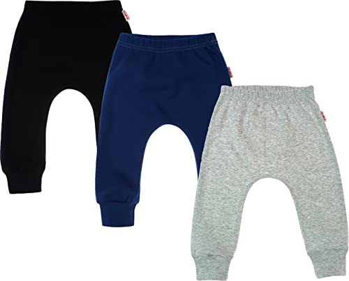 KLEKLE Pumphose - Lange Babyhosen mit elastischem Gummi - Baby Hosen 3er Pack - Unisex - Oeko-TEX-Zertifikat Standard 100-92 - Schwarz Marineblau und Melange KLEKLE Pumphose - Lange Babyhosen mit elastischem Gummi - Baby Hosen 3er Pack - Unisex - Oeko-TEX-Zertifikat Standard 100-92 - Schwarz Marineblau und Melange von KLEKLE