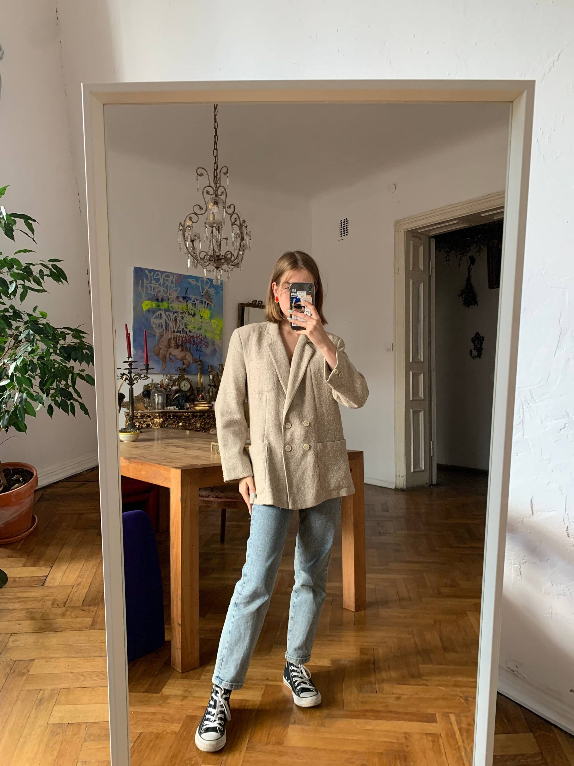 Vintage Wolle Beige Blazer, Damenanzugjacke von KLEMvintage