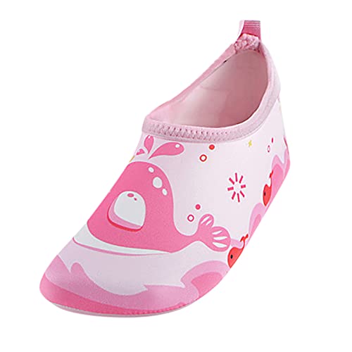 KLGR Kinder Strandschuhe Wasserschuhe Jungen Mädchen Schwimmschuhe Weichen Sohle Barfußschuhe Surfschuhe e Sportschuhe Schnell Trocknend Kinderschuhe Cartoon Badeschuhe Schuhe, Rosa, 28/29 EU von KLGR