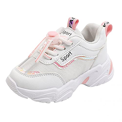 KLGR Kinderschuhe Sneaker Mädchen 22 Sportschuhe Jungen Turnschuhe Mesh Atmungsaktiv Kinder Schuhe Schnür Freizeitschuhe Lauf Rutschfest Kinder Turnschläppchen Outdoor, Rosa, 24 EU von KLGR