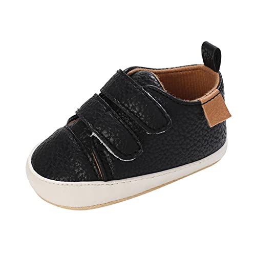 KLGR Leder Kinderschuhe 20 Mädchen Kleinkind Schuhe Jungen Lauflernschuhe Babyschuhe Mit Klettverschluss Kinder Schuhe Rutschfest Turnschuhe Baby Krabbelschuhe, Schwarz, 21 EU von KLGR