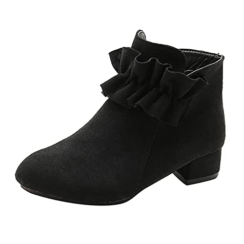 Kurze Stiefel Kinderschuhe Mädchen Stiefeletten Prinzessin Schuhe Wildleder Stiefel mit Absatz Kinder Schuhe Reißverschluss Spitze Ankle Boots Knöchel Schuhe Thermostiefel von KLGR