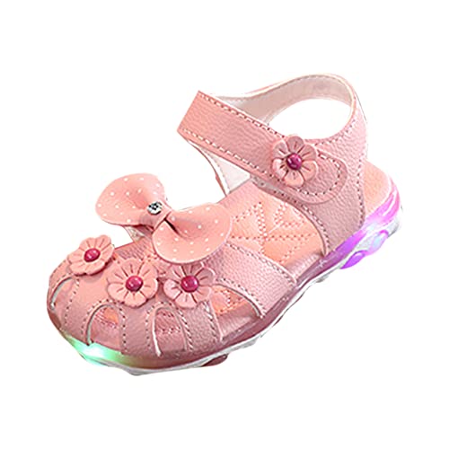 MäDchen Sandalen Strandsandalen LED Prinzessin Schuhe Outdoorsandalen Sommer Blink Schuhe Blumen Tanzschuhe Flache Sandalen Weichen Sohle Rutschfest Sommerschuhe Aushöhlen Atmungsaktiv Sandaletten von KLGR