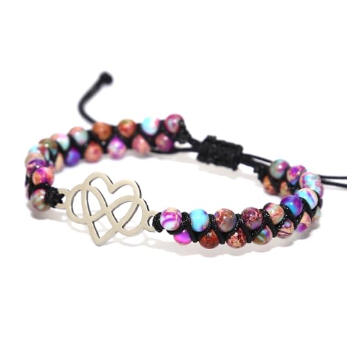 KLIYBGTHIJTP Frauen Boho Wickelarmbänder Naturstein Vielfalt Perlen Strang Armband, Nylon Stein von KLIYBGTHIJTP