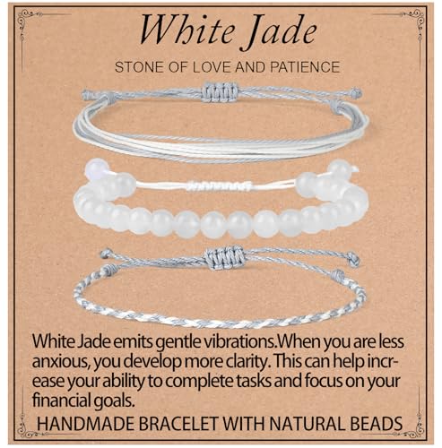 KLIYBGTHIJTP Heil-Armbänder, 6 mm, mattschwarzer Onyx, schwarze Perlenarmbänder für Männer und Frauen, mit 2 größenverstellbaren Armbändern, 4 mm, Stein von KLIYBGTHIJTP