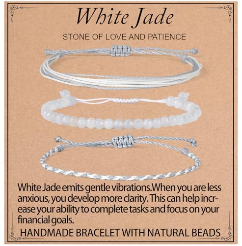 KLIYBGTHIJTP Heil-Armbänder, 6 mm, mattschwarzer Onyx, schwarze Perlenarmbänder für Männer und Frauen, mit 2 größenverstellbaren Armbändern, 4 mm, Stein von KLIYBGTHIJTP