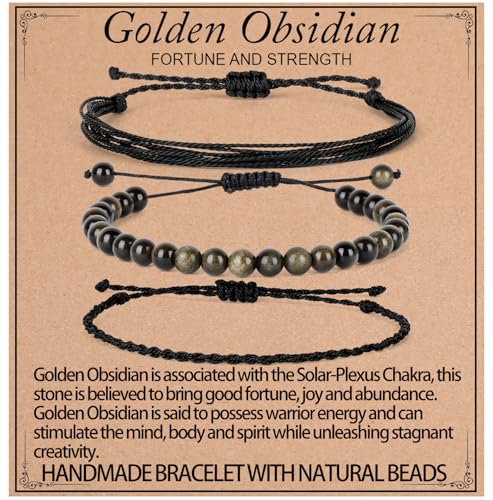 KLIYBGTHIJTP Heil-Armbänder, 6 mm, mattschwarzer Onyx, schwarze Perlenarmbänder für Männer und Frauen, mit 2 größenverstellbaren Armbändern, 8 mm, Stein von KLIYBGTHIJTP