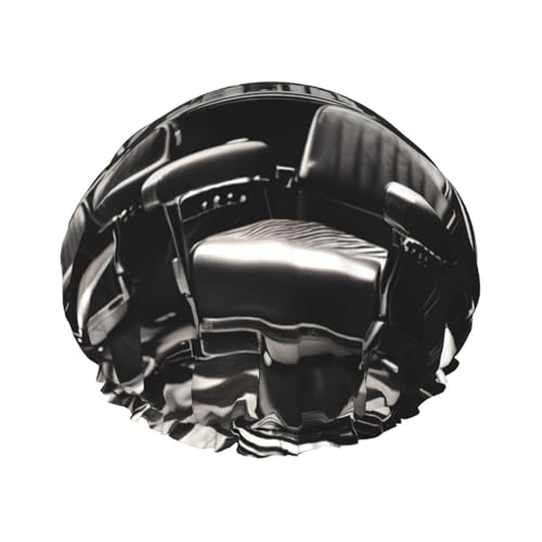 Barber Shop Monochromer Stil Druck Leichte Duschhaube für Damen und Herren Wiederverwendbare Mütze Weiche Mütze und Badehaarkappe von KLJnmbb