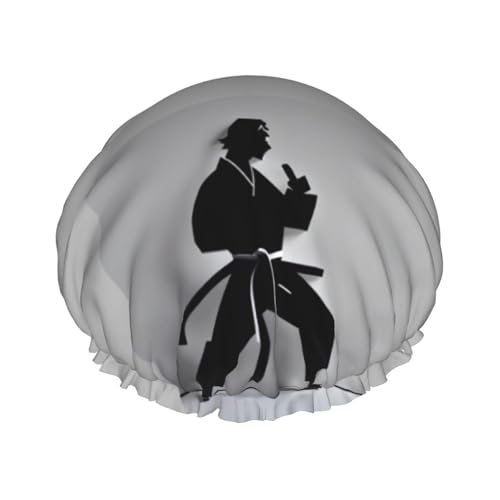 Beeindruckender Karate-Männer-Druck, leichte Duschhaube für Damen und Herren, wiederverwendbar, weicher Hut und Badehaarkappe von KLJnmbb