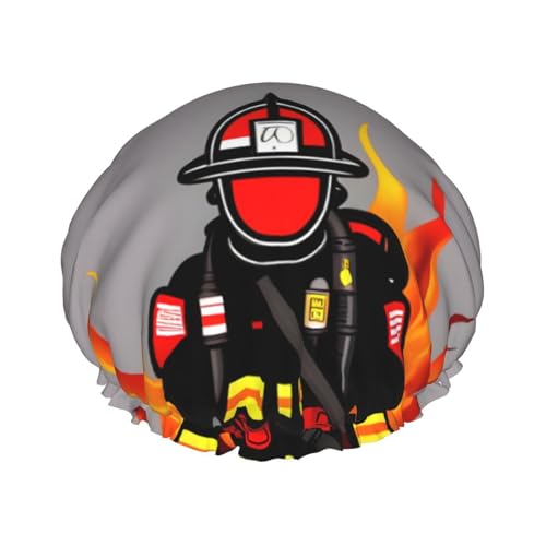 Feuerwehrmann Druck leichte Duschhaube für Damen und Herren Wiederverwendbarer Hut weicher Hut und Badehaarkappe von KLJnmbb