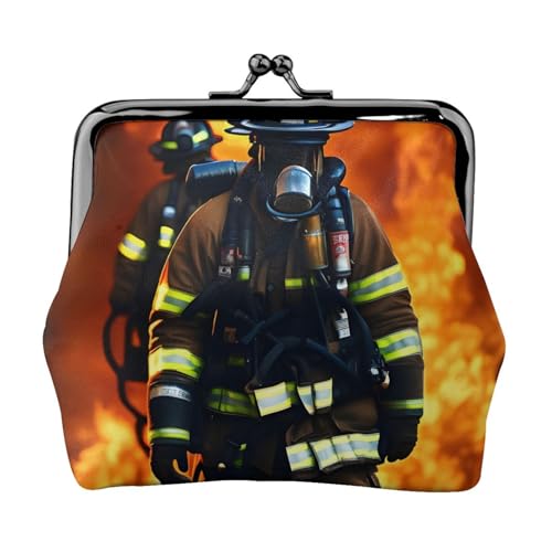 Feuerwehrmann Feuerwehrmann Flamme Druck Exquisite Kiss Lock Geldbörse Kompakt Vielseitig Damen Münzbörse Kleine Reißverschlusstasche von KLJnmbb