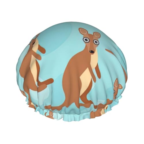 Funny for Kangaroo Zoo Print Lightweight Shower Cap for Women and Men Reusable Hat Soft Hat and Bath Hair Cap von KLJnmbb