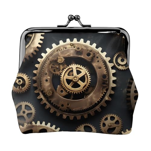 Geldbörse mit Steampunk-Zahnrädern, exquisiter Kussverschluss, kompakt, vielseitig, kleine Reißverschlusstasche für Damen von KLJnmbb