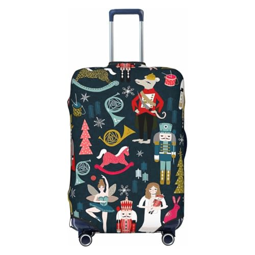KLJnmbb Damen Nussknacker-Ballett-Weihnachts-Tanz-Druck, Universal-Kofferabdeckung, Gepäckschutz, elastisch, waschbar, Reisegepäckabdeckung, Schwarz , XL von KLJnmbb