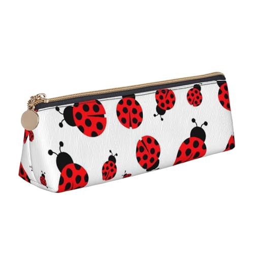 KLJnmbb Elegantes Federmäppchen mit Marienkäfer-Druck, großes Fassungsvermögen, dreieckige Tasche mit Reißverschluss für Schreibwerkzeuge von KLJnmbb