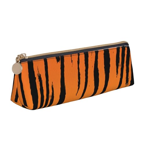 KLJnmbb Elegantes Federmäppchen mit Tigerstreifen-Druck, großes Fassungsvermögen, dreieckige Tasche mit Reißverschluss für Schreibwerkzeuge von KLJnmbb