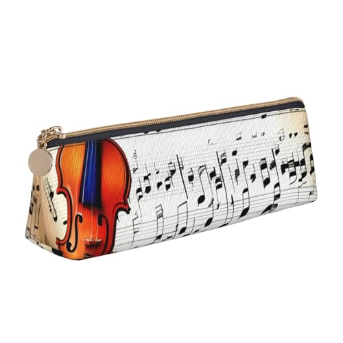 KLJnmbb Elegantes Federmäppchen mit Violinen-Notenaufdruck, großes Fassungsvermögen, dreieckige Tasche mit Reißverschluss für Schreibwerkzeuge von KLJnmbb