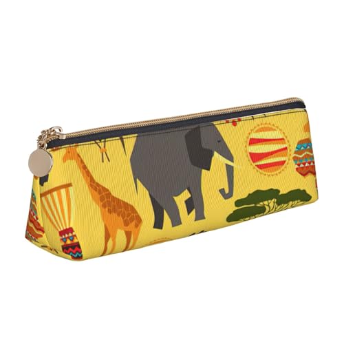 KLJnmbb Elegantes Federmäppchen mit afrikanischem Elefanten-Druck, großes Fassungsvermögen, dreieckige Tasche mit Reißverschluss für Schreibwerkzeuge von KLJnmbb