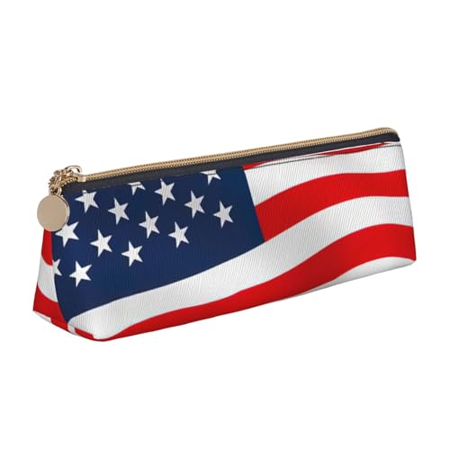 KLJnmbb Elegantes Federmäppchen mit amerikanischer Flagge, patriotischer Druck, großes Fassungsvermögen, dreieckige Tasche mit Reißverschluss für Schreibwerkzeuge von KLJnmbb