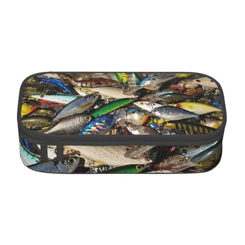 KLJnmbb Federmäppchen mit Fischköderdruck, 21,6 x 5,1 x 9,4 cm, funktionale Aufbewahrungstasche für Bürobedarf KLJnmbb Federmäppchen mit Fischköderdruck, 21,6 x 5,1 x 9,4 cm, funktionale Aufbewahrungstasche für Bürobedarf von KLJnmbb