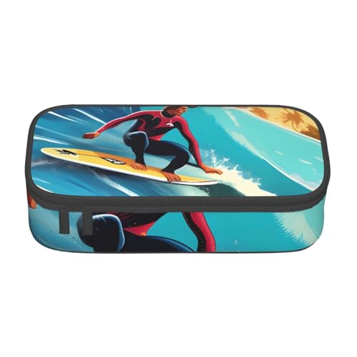 KLJnmbb Federmäppchen mit Hawaii-Surfer auf gewelltem Druck, 21,6 x 5,1 x 9,4 cm, funktionale Aufbewahrungstasche für Bürobedarf KLJnmbb Federmäppchen mit Hawaii-Surfer auf gewelltem Druck, 21,6 x 5,1 x 9,4 cm, funktionale Aufbewahrungstasche für Bürobedarf von KLJnmbb