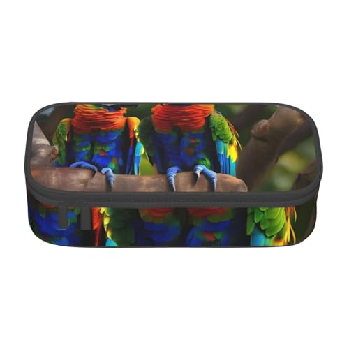 KLJnmbb Federmäppchen mit bunten Papageien auf Baum, 21,6 x 5,1 x 9,4 cm, funktionale Aufbewahrungstasche für Bürobedarf KLJnmbb Federmäppchen mit bunten Papageien auf Baum, 21,6 x 5,1 x 9,4 cm, funktionale Aufbewahrungstasche für Bürobedarf von KLJnmbb