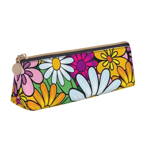 KLJnmbb Federmäppchen mit niedlichem Blumendruck, elegantes Federmäppchen, großes Fassungsvermögen, dreieckige Tasche mit Reißverschluss für Schreibwerkzeuge von KLJnmbb
