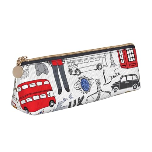 KLJnmbb I Love London Federmäppchen, elegantes Federmäppchen, großes Fassungsvermögen, dreieckig, mit Reißverschluss, für Schreibgeräte von KLJnmbb