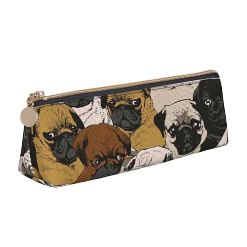 KLJnmbb Imagen De Mops elegantes Federmäppchen, großes Fassungsvermögen, dreieckige Tasche mit Reißverschluss, für Schreibwerkzeuge von KLJnmbb